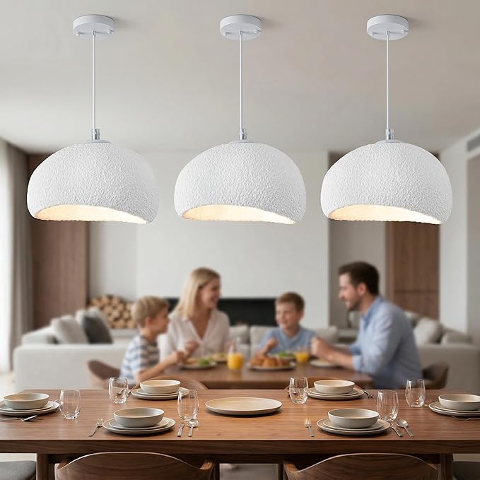 Wabi Sabi Pendant Light 15.7 inch - Modern Japanese Ceiling Fixture for Dining Room, Kitchen Island, Hallway, Bedroom, Restaurant - White Hanging Lamp with E26 Base (40cm/15.7in)