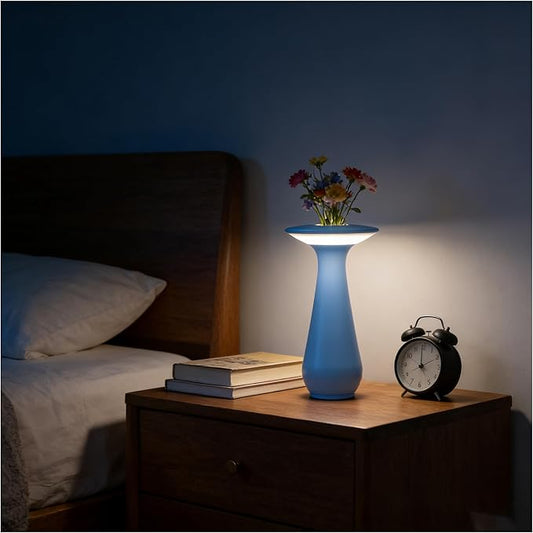 Gifts for Women Mom, Cordless Flower Table Lamp, Rechargeable LED Vase Night Light for Bedroom, Portable Dining Table Lamp for Restaurant, Office & Home Decor