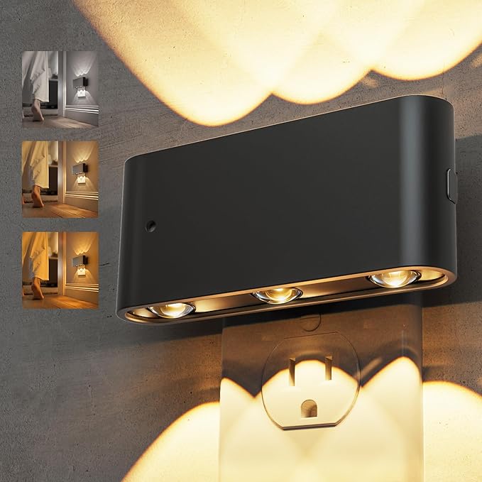 L LOHAS LED Night Light, Dimmable Modern LED Night Lights Plug into Wall,Dusk to Dawn Sensor Night Lights for Kid, 2000K/3000K/5000K Nightlight for Hallway Bedroom Stairway