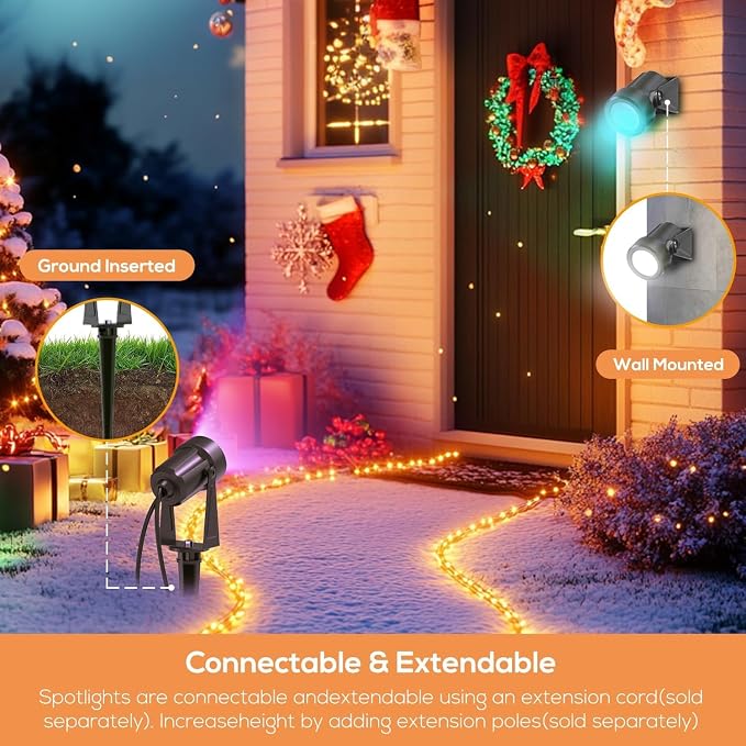 SUNTHIN Outdoor RGBW Landscape Lighting with Remote, Dusk to Dawn, 16 Pack | Color Changing Spot Uplights, IP65 Waterproof, Timed, Dimmable, Extendable, Low voltage