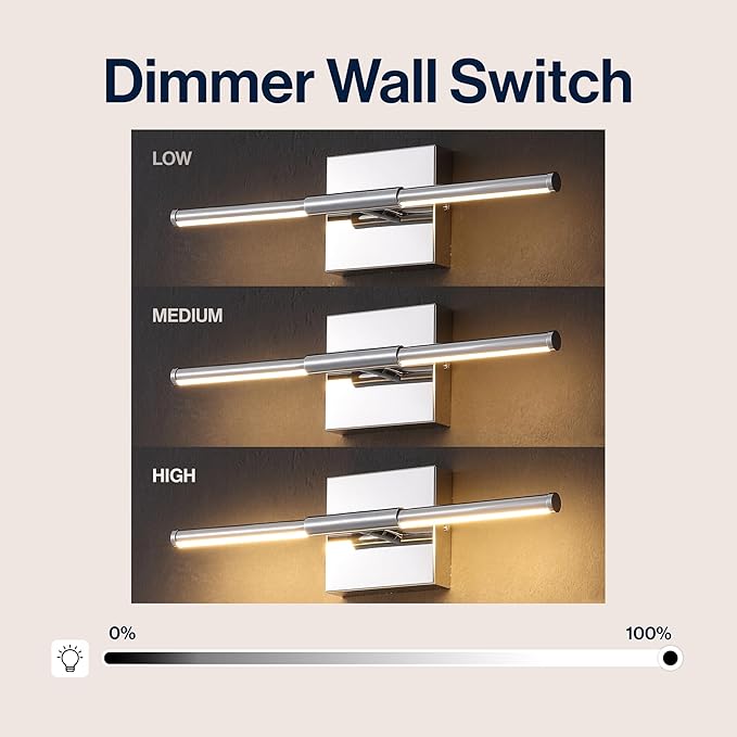 JONATHAN Y 16.25" Chrome Modern Dimmable Integrated LED Wall Sconce, Minimalist Adjustable Metal Vanity Light for Bathroom Mirror, Bedroom, Hallway, 3000K, ETL Listed JYL7039A