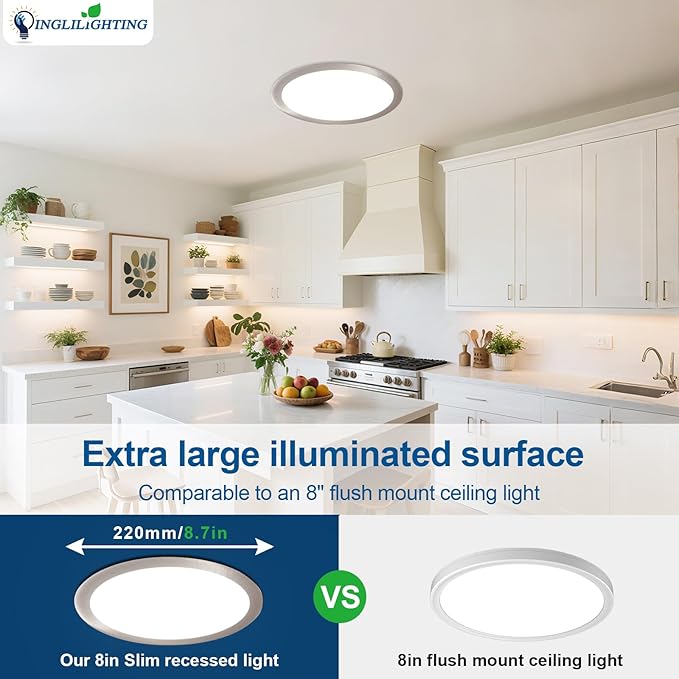 DLLT LED Recessed Ceiling Light: 24 Pack 3 Inch Brushed Nickel Recessed Lighting