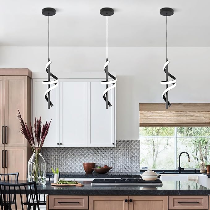 CANEOE Black Pendant Light Fixtures, Adjustable Modern Pendant Lights for Kitchen Island Small Pendant Lighting for Kitchen Island Dining Room Living Room Bedroom Hanging Light Fixtures,1 Pack