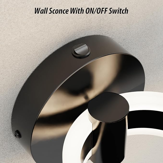 LED Wall Sconces Set of Two with ON/Off Switch, Matte Black Rotatable Hardwired Wall Light Fixtures, Built in USB Charging Port, Modern Wall Decor for Bed Lighting.