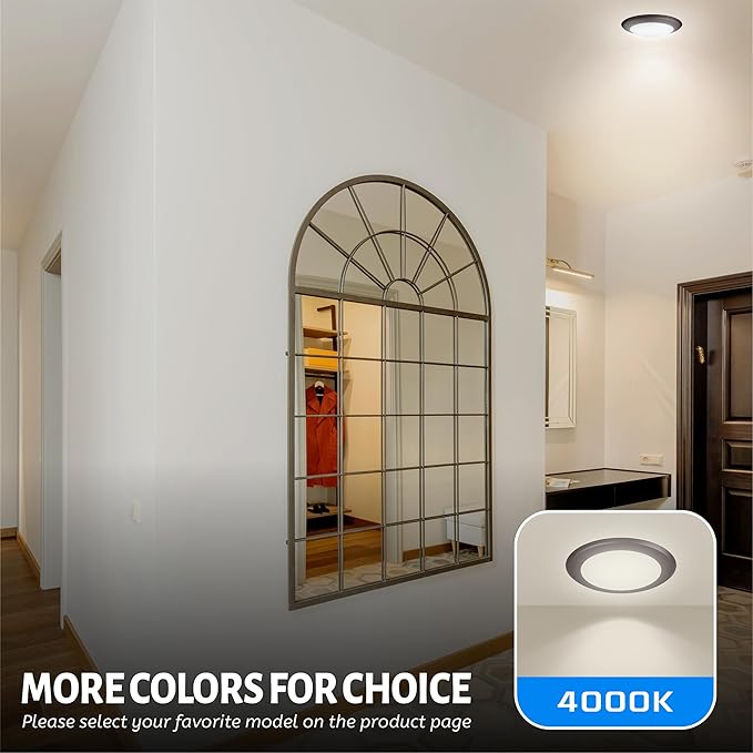ECOELER 6Inch Dimmable LED Disk Lights, Flush Mount Ceiling Downlight, 16.5W 1000lm 4000K Cool White, Low Profile Surface Mount Ceiling Light for J-Box or Recessed Can, ETL-Listed, Bronze, 10 Pack