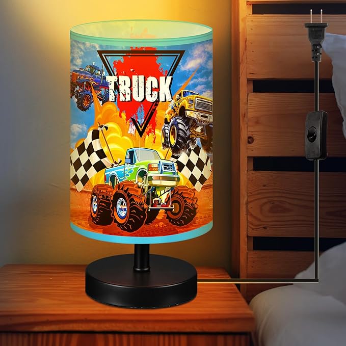 Glooglitter Monster Truck Themed Table Lamp 3 Colors Dimmable Lights 9.72 x 5.12 Inch Monster Truck Themed Night Light Bedside Lamps Decoration for Bedroom Desk Birthday Gifts for Christmas Home Decor