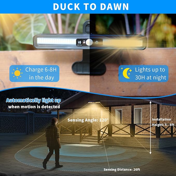 Clip On Solar Motion Lights Outdoor Waterproof, 4 Pack Motion Sensor Outdoor Lights with 36 LEDs, 3000K, Portable Solar Powered Security Light for Fence Garage Camping(Black)