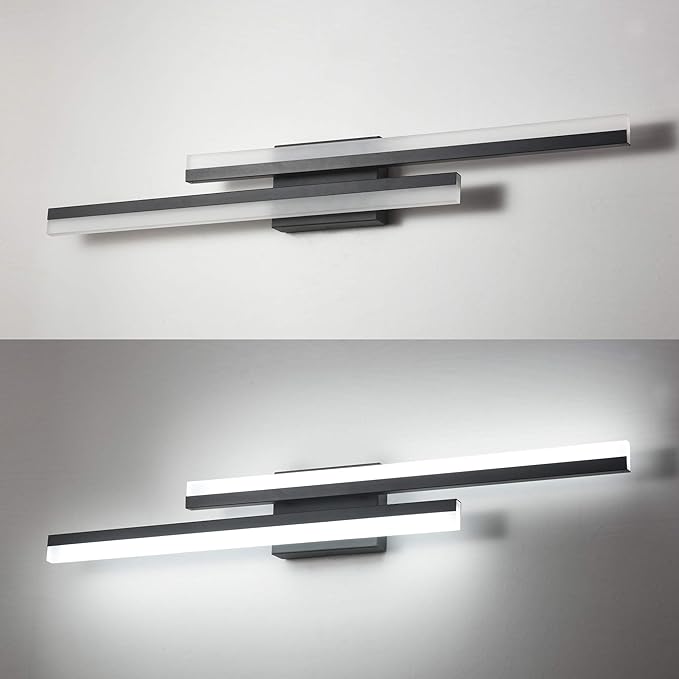 PRESDE LED Bathroom Vanity Light 32inch Bathroom Light Fixtures Over Mirror Black Modern Bath Vanity Lighting Bar Dimmable