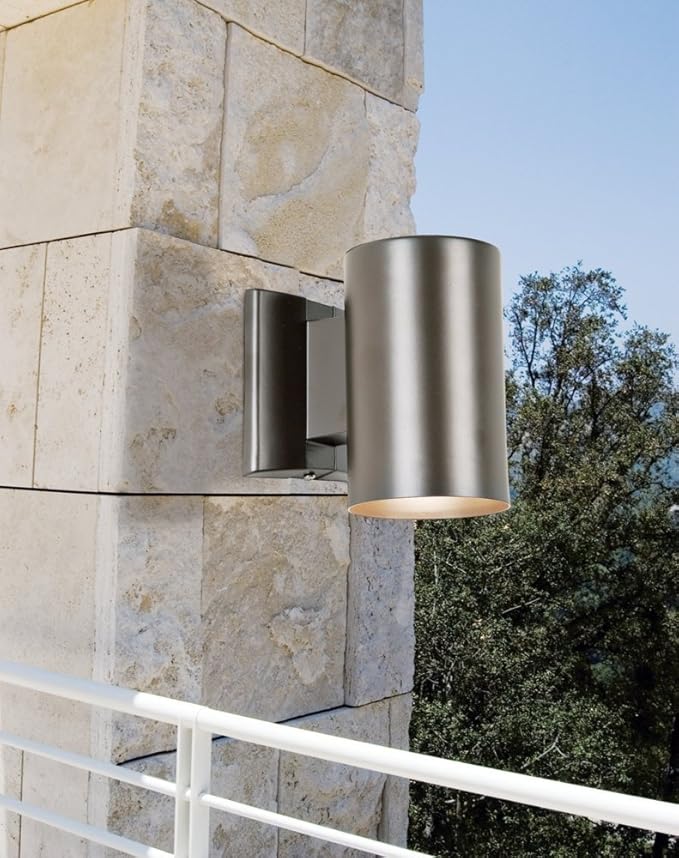 Kichler Cylinder Wall Mount Lighting Fixture in Brown, 7” Bottom Opening Outdoor Light Fixture, 9234AZ