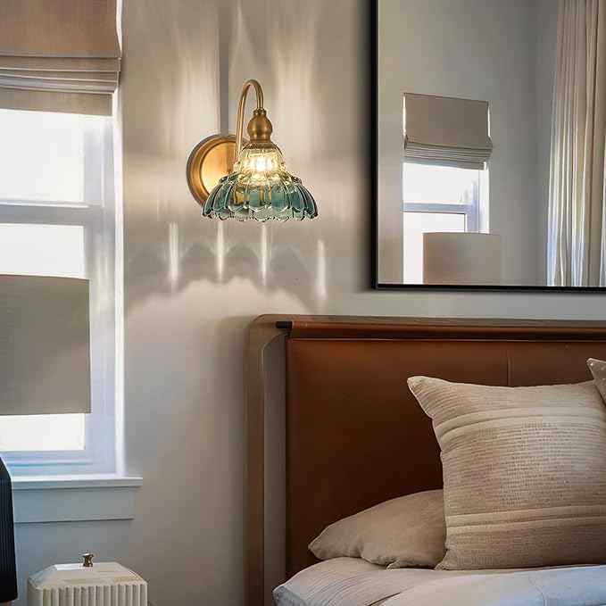 Vintage Wall Sconce Yellow and Blue Gradient Wall Light Bedside Wall Lamp Matte Brass Bedroom Light Fixtures in Door Lighting Fixture for Living Room Hallway Corridor