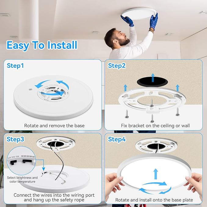 Aialun 12 Inch Led Flush Mount Ceiling Lights, 16/20/24W, 2700K-6500K 5 Color Selectable Dimmable Ceiling Light, 0.67" Super Slim Close to Ceiling Light fixtures for Bathroom, kitchen, Hallway, 1 Pack