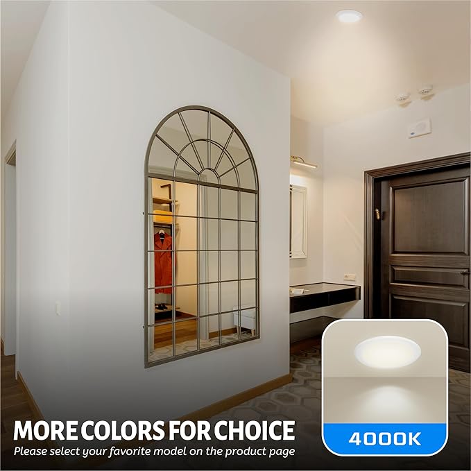 ECOELER 6 Inch Low Profile Flush Mount LED Disk Light, 16.5W 1000 Lumens, 4000K Cool White, Dimmable Recessed Lighting Fixture Installs into J-Box or Recessed Can, ETL Listed, 24 Pack