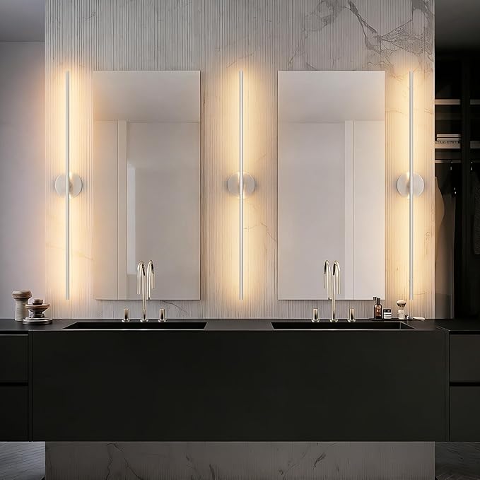 40In Nickel Wall Sconces Set of Two 3000K Hardwired Bathroom Sconce 360° Rotate Modern Vanity Light Bar for Living Room Bedroom Bathroom