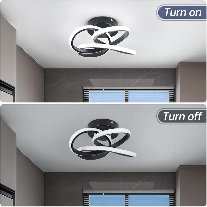 EIDISUNY Modern Led Ceiling Light, Black Hallway Ceiling Light, Flush Ceiling Lighting Fixture for Kithcen, Bedroom, Living Room, Entryway, Balcony, Stair - 26W Cold White Light 6000K