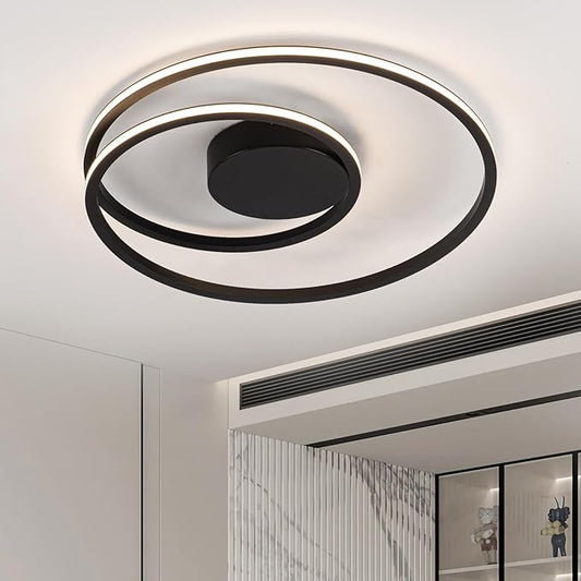 MADEM LED Flush Mount Ceiling Light, Modern Ceiling Light for Bedroom Dimmable Close to Ceiling Light for Bedroom Living Room Dining Room Kitchen, Black 47W 3760lm