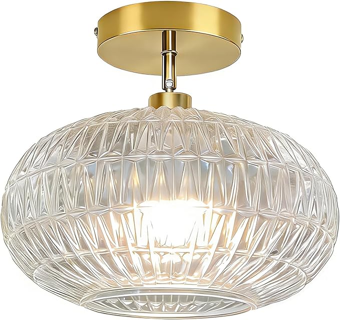 Semi Flush Mount Ceiling Light Fixture,Sloped Ceiling Light Fixture,Vintage Light Fixtures,Globe Glass Ceiling Fixture,Kitchen Over Sink Lighting Fixtures,Hanging Light Fixture for Bedroom Porch
