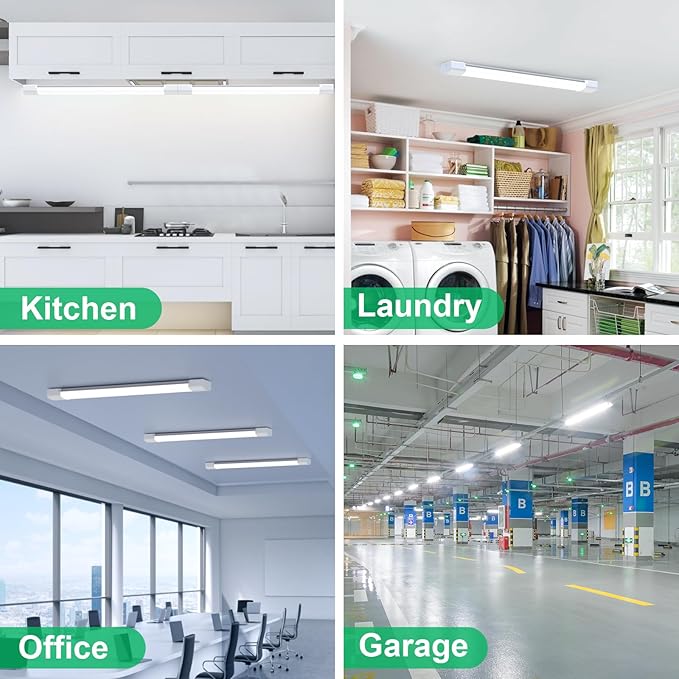 Under Cabinet Lighting 1.4FT 5000K Linkable Closet Plug in Lights, 16W 1800LM LED Light Bar for Room Office Garage Shop Bathroom Workbench, IP66 Waterproof