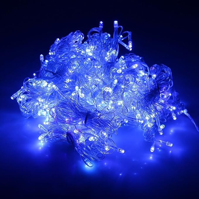 Lainin 3.5M/11ft 96 LED Blue Linkable Fairy Curtain String Light with 8 Modes Functional Controller for Indoor/Outdoor/Party/Wedding/Valentines Day/Christmas Decor