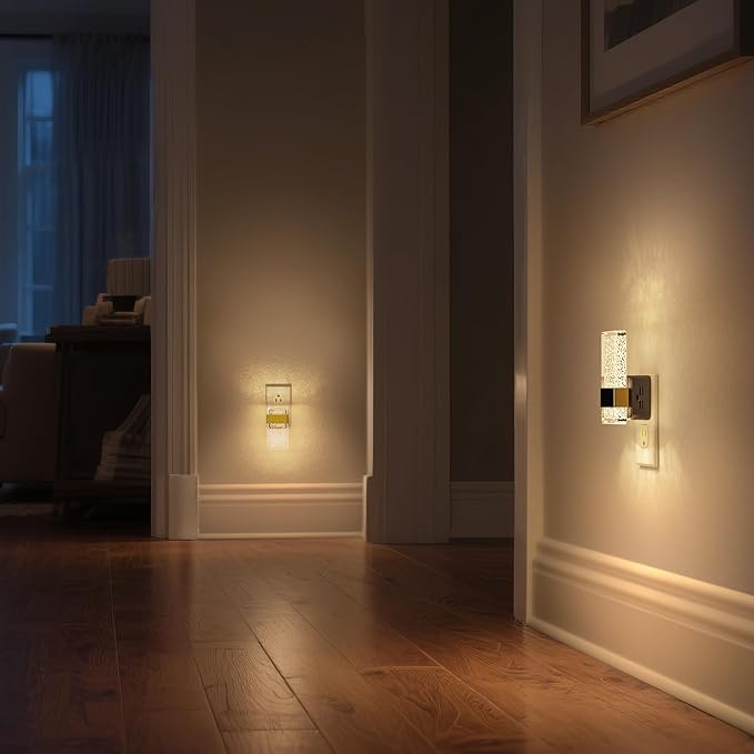 DORESshop LED Night Lights Plug Into Wall [2 Pack], 0-100LM Dimmable Nightlight, Bubble Decorative Night Light with Dusk-to-Dawn Sensor, Wall Sconce-Style Design Nightlights for Bathroom, Hallway,Gift