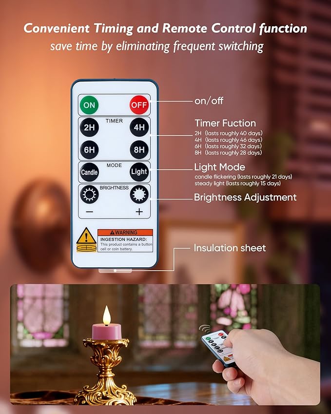 Amagic Flameless Pink Timer Remote Tealights Candles, 3D Black Wick Flickering Tea Light, 300+Hour Colored Votive Candles Battery Operated, Set of 24 for Romantic Wedding Decor, Baby Showers, Proposal