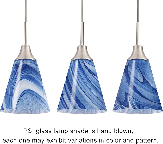 Viinew Mini Glass Pendant Light 1-Pack Dark Blue Marble Art Glass Pendant Lights Kitchen Island 5.9" Brushed Nickel Finish Hanging Light for Kitchen Over Sink,Dining Room,Foyer,Hallway