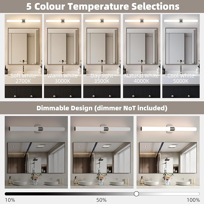 Modern Wall Sconce 39 Ihch Brushed Nickel Bathroom Sconces LED Wall Lighting Fixtures with Acrylic Shade Hardwired Long Vanity Lights Over Mirror for Bedroom Living Room Hallway