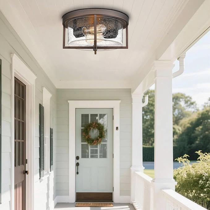 Flush Mount Ceiling Light, Kitchen Island Metal Ceiling Light Fixtures, Farmhouse Close to Ceiling Light, Bedroom Ceiling Lighting Fixture for Hallway, Kitchen, Entryway (Oil Rubbed Bronze, 5.5" H)