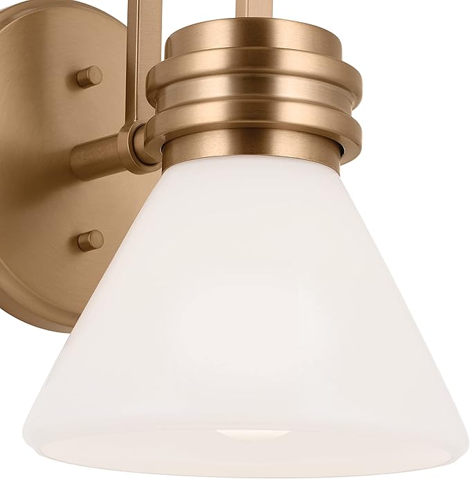 Kichler Farum 9.5 Inch 1 Light Wall Sconce with Opal Glass in Champagne Bronze, for Fireplace, Kitchen, Bedroom, Hallway, or Vanity, (7.25" W x 9.5" H), 55153CPZ