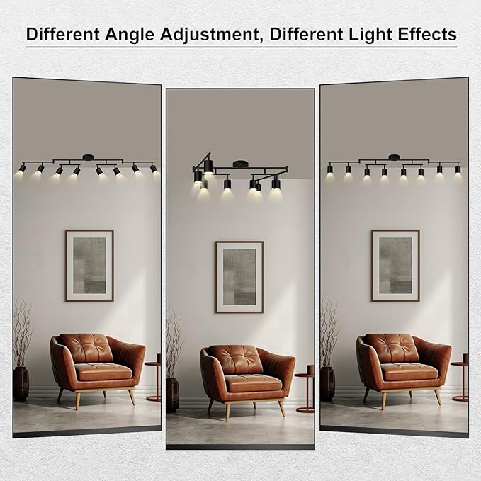 AUQUEE 8 Light Track Lighting Fixtures Ceiling, Matte Black Kichen Track Lighting Fixtures, Rotatable Light Heads, Adjustable Modern LED Track Lights for Kitchen/Hallway, No GU10 Bulb