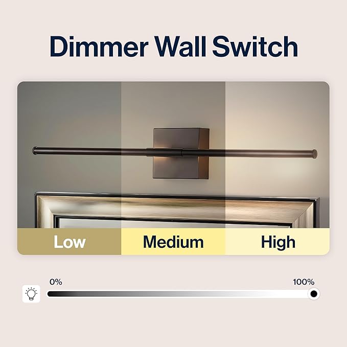 JONATHAN Y 28" Black Modern Dimmable Integrated LED Wall Sconce, Metal Vanity Light for Bathroom Mirror Bedroom Hallway, Sleek Hardwired Wall Lamp Fixture, 3000K (JYL7022C)