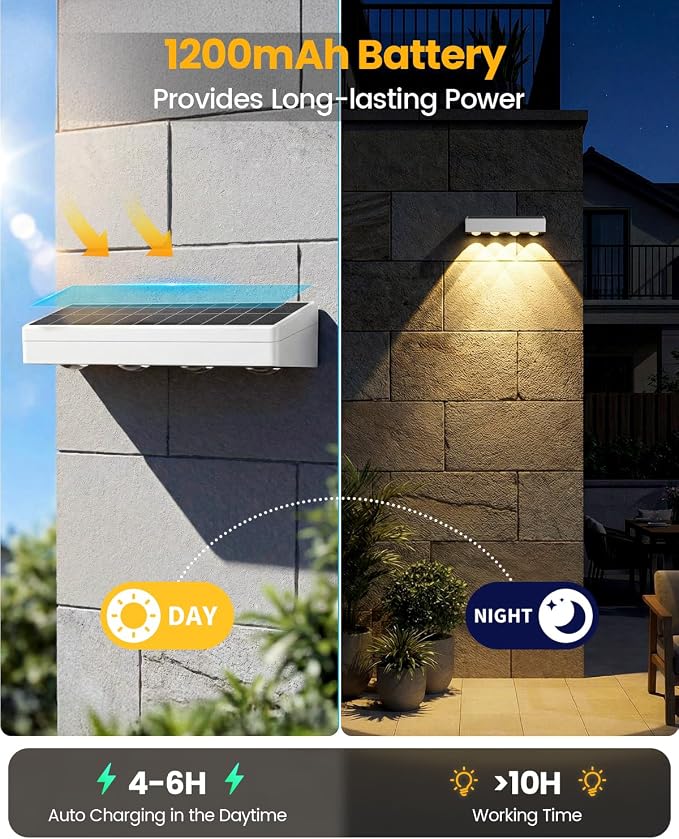 JOFIOS Solar Fence Lights Outdoor, 8 Pack, 9 Fixed Colors ＆ Color Changing Solar Lights Outdoor Waterproof IP65 Dusk-to-Dawn Vinyl Fence Lights for Patio, Railing, Pool, Porch, Backyard, Wall, White