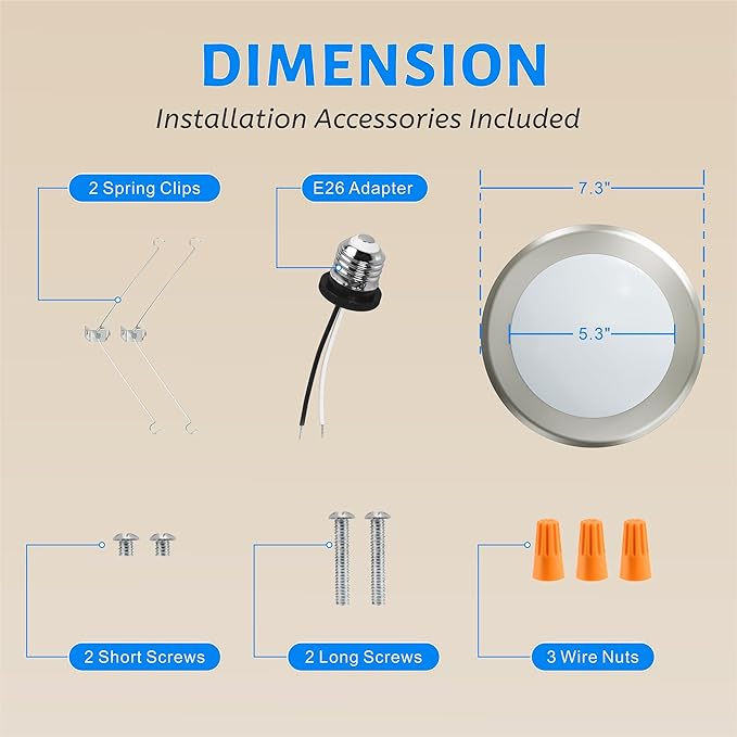 ECOELER LED Disk Light, 6inch Brushed Nickel Aluminum Trim Dimmable Downlight, 3000K/4000K/5000K Selectable Flush Mount Ceiling Light Fixture, 16.5W 1000Lm, ETL Listed