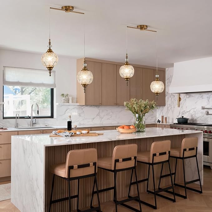 Vintage Pendant Lighting Fixtures Modern Glass Hanging Lamp for Kitchen Island Bedroom Hallway Dining Room 2 Light Chandeliers with Clear Glass Shade