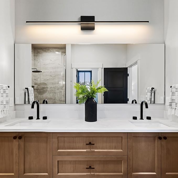 Bathroom Vanity Light Fixtures Over Mirror - 39 Inch Matte Black Vanity Lights for Bathroom 28W 3500K Dimming LED Vanity Light Bar Modern Wall Sconce Lighting for Mural