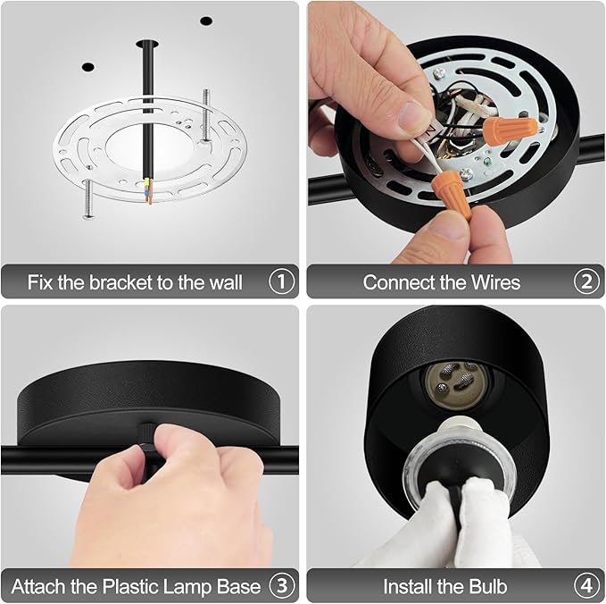 BoostArea 3-Light Led Track Lighting,Black Ceiling Lighting Fixtures,Wall Sconces Ceiling Spotlight with Foldable Light Arms for Kitchen, Closet, Bedroom,GU10 Socket, Bulbs Not Included
