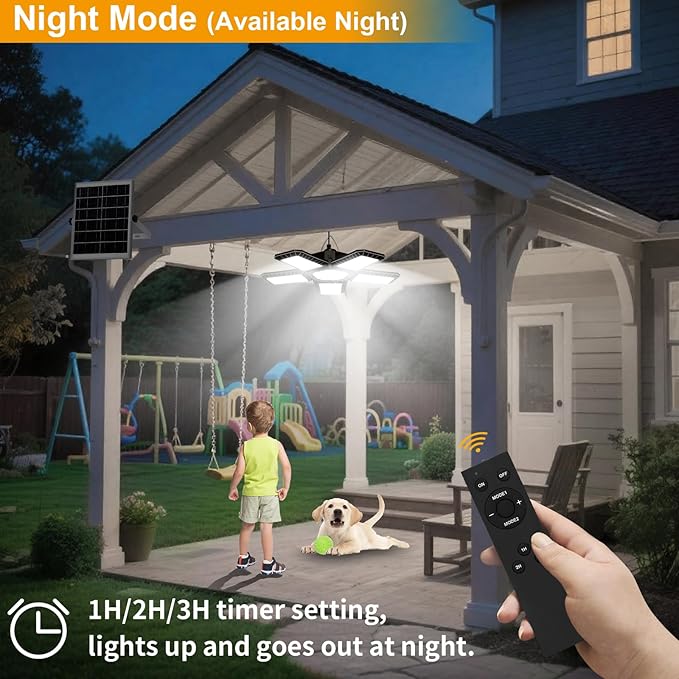 Solar Shed Light All Day Available, 267LED Solar Lights Outdoor Indoor with Motion Sensor, Remote Control, Timer, Waterproof Pendant Lights for Gazebo, Shed, Garage, Barn