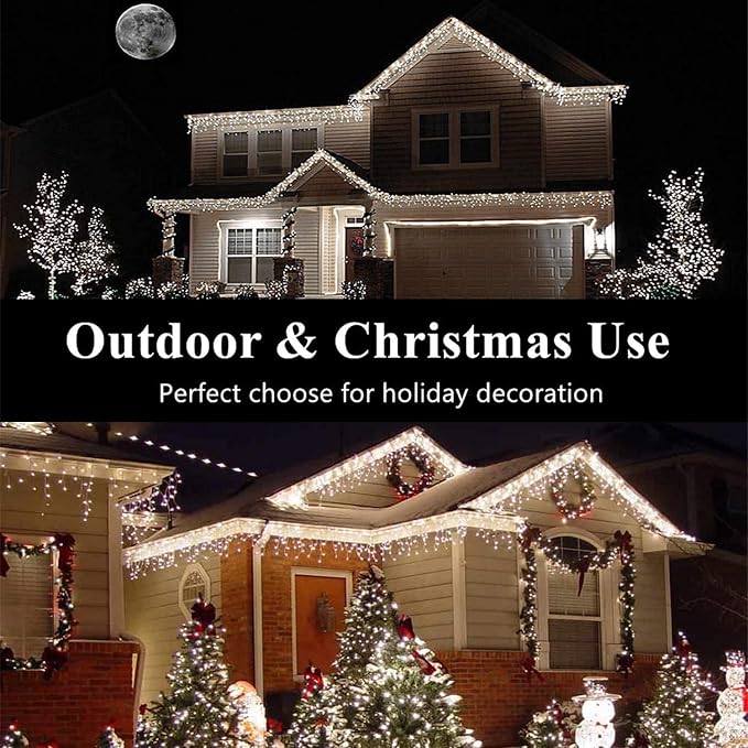 Icicle Lights 10ft 90 LED Window Short Curtain String Light Waterproof Fairy Twinkle Lights for Indoor Outdoor Home Garden Wall Decorations RC 8 Blinking Modes USB Battery Operated （White）