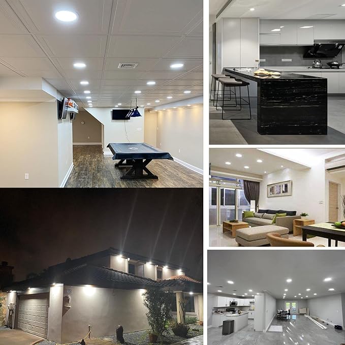 12 Pack 6 Inch Ultra-Thin LED Recessed Ceiling Light with Junction Box, LED recessed Lighting 6 inch 12W 110W Eqv, LED Downlights,1050LM High Brightness can Lights。
