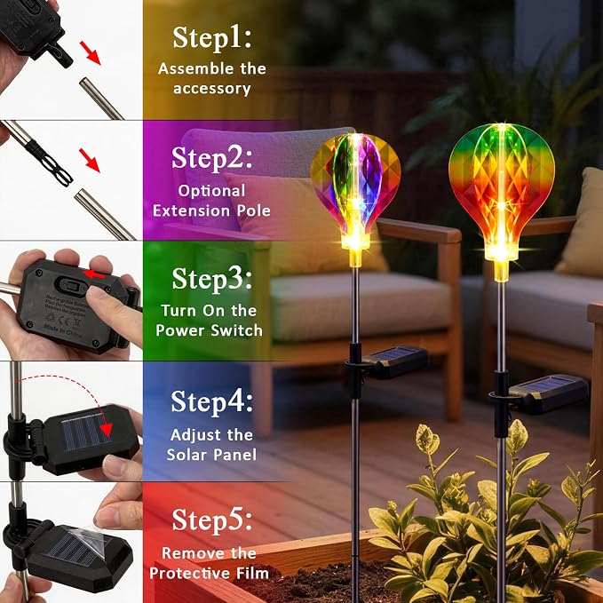 Solar Garden Lights Outdoor Decor, 2 Pack Solar Lights Outdoor Decorative Waterproof with Unique 3D-Cut Design, Garden Stake Light for Yard Patio Pathway Lawn Decorations, Gifts for Mom Women