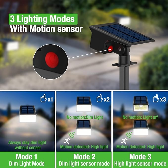 nipify Solar Spot Lights Outdoor Motion Sensor, [10 Pack/62 LED] 3 Modes Solar Spotlights Outdoor Waterproof IP65, 2-in-1 Solar Landscape Lighting Yard Lights for Garden Patio Walkway, Cool White