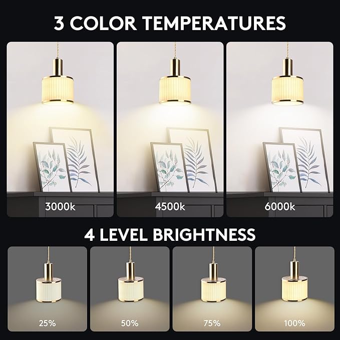 Battery Operated Pendant Light Set of 2, Fabric Lampshade Gold Battery Chandelier with 5200mah Rechargeable Remote Light Bulb, Hanging Island Light for Kitchen Bedroom Dinning Room