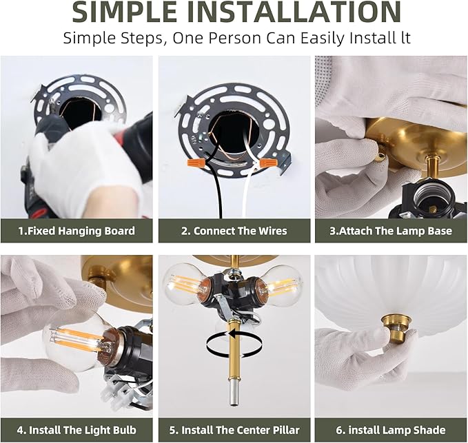 Semi Flush Mount Ceiling Light, 11.8 Inch Gold Vintage Hallway Light Fixture with Frosted Glass, Close to Ceiling Light for Bedroom Kitchen Living Room Bathroom Foyer, E26 Base