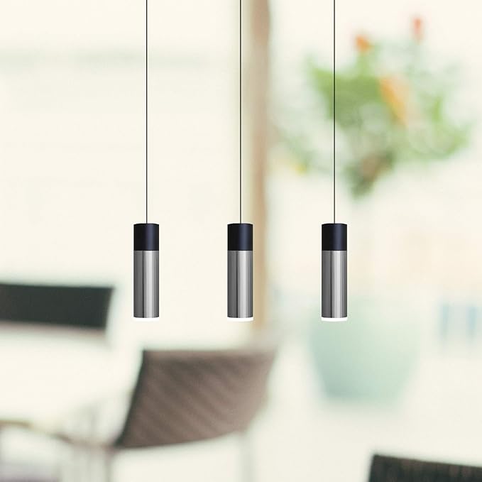 Vela 3 Mini Pendant Lighting Black-Nickel - LED Hanging Light Fixture for Kitchen Island, Bar, Foyer - Cluster Pendants - Dimmable, Adjustable Wire, Lamp Bulb Included