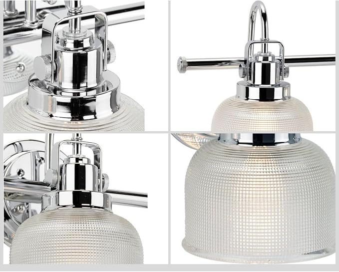 Progress Lighting Archie Collection 3-Light Clear Double Prismatic Glass Coastal Bath Vanity Light Polished Chrome