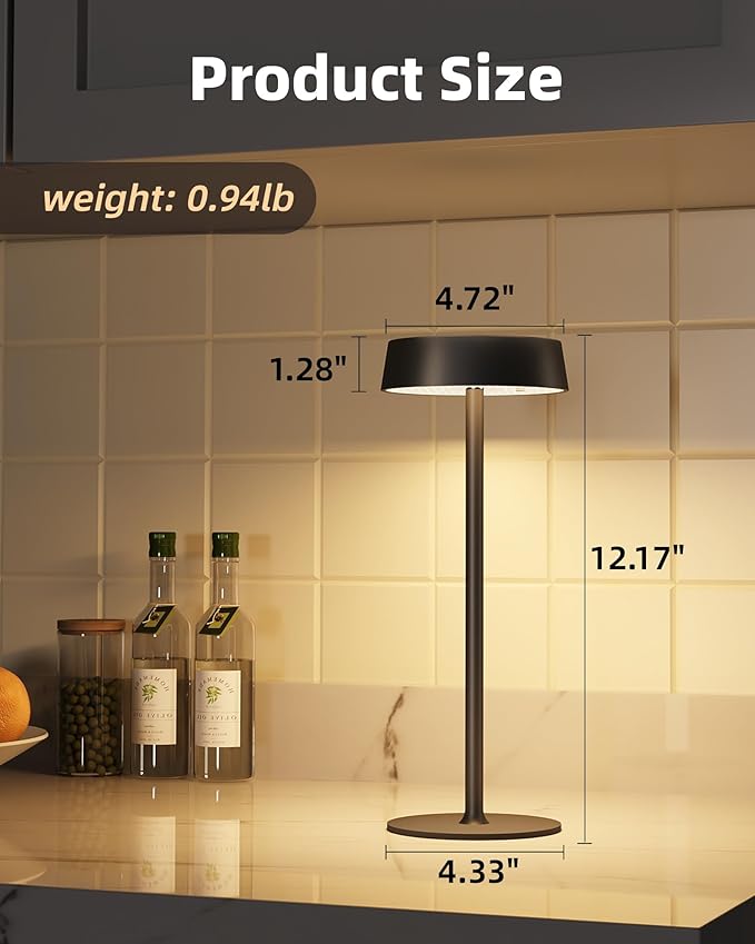 Cordless Lamp, Rechargeable Table Lamp, Battery Operated, RGB Dimmable Touch Control, 3 Color Temperatures, LED Memory Function, Portable Outdoor Waterproof Desk Lamp, Restaurant Dining Patio Kitchen