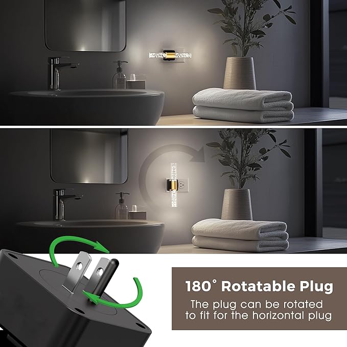 L LOHAS LED Bright Night Light, Night Lights Plug into Wall, 180° Rotating, Daylight White 5000K, Auto Light Sensor, Dimmable Nightlights for Bedroom Bathroom Hallway, 1 Pack