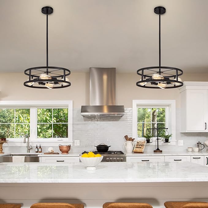 Black Semi Flush Mount Ceiling Light,Industrial Farmhouse Sloped Lights Fixture, Adjustable Height Metal Lighting for Kitchen Dining Room Entryway Hallway Living Room