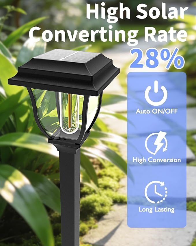 Solar Pathway Lights 12 Pack Mini Outdoor 3000K Bright Auto On/Off Solar Garden Lights Long Lasting Solar Powered Landscape Light for Path Yard Walkway Lawn Driveway Decor Lighting - Warm White