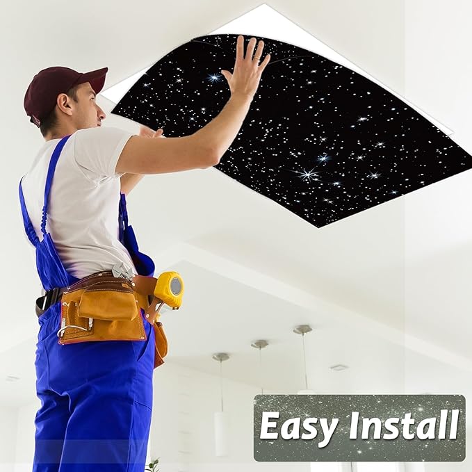 Wiooffen 8 Pcs Fluorescent Light Covers for Classroom Ceiling Light 4 x 2 Ft Magnetic Lights Cover Filters Easy Install for School Office Home Hospitals Drop Ceiling Supplies (Cloud and Starry Night)