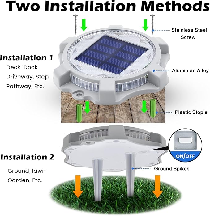 SIEDiNLAR Solar Deck Lights Outdoor 2 Modes LED Driveway Markers Dock Light Waterproof for Step Walkway Ground Stair Pathway Yard Road Garden 12 Pack (Blue/Red)
